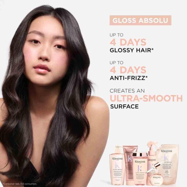 Kérastase Gloss Absolu Shampoo for All Hair Types, with Glycolic Acid, Hyaluronic Acid & Wild Rose 250ml