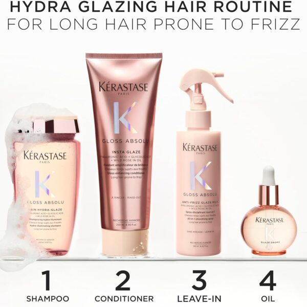 Kérastase Gloss Absolu Conditioner for All Hair Types, with Glycolic Acid, Hyaluronic Acid & Wild Rose 250ml
