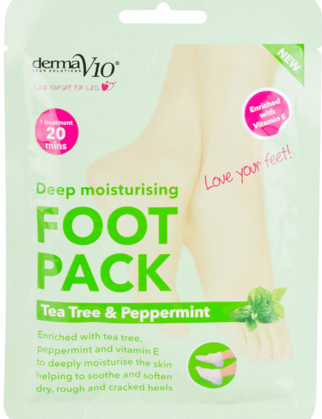 Derma V10 Deep Moisturising Tea Tree and Peppermint Foot Pack